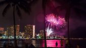 Sunset dinner and fireworks.